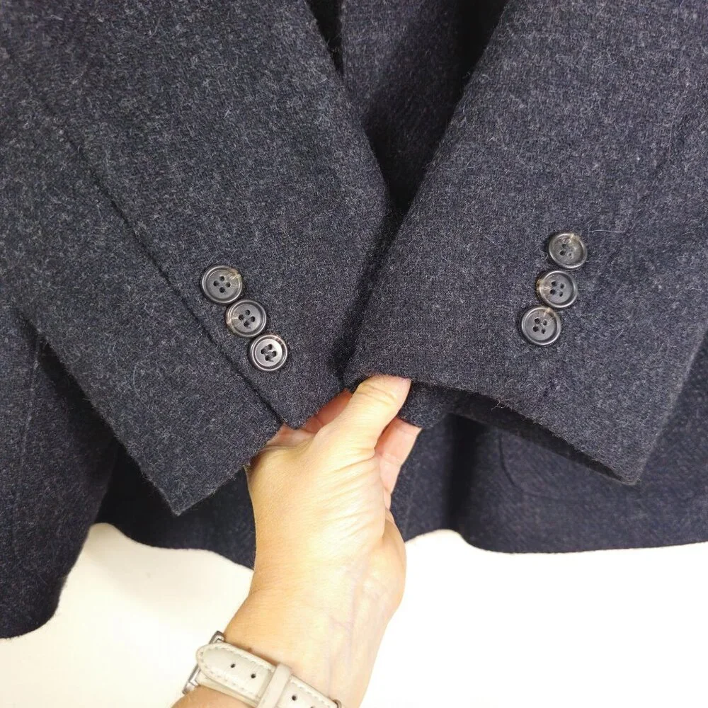 Vintage J.Crew Oarsman Wool Herringbone Blazer Jacket XL Gray Ivy League Preppy